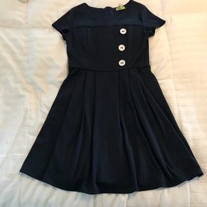 👒ModCloth PinUp Navy Dress—Buttons and Pleats ⚓️